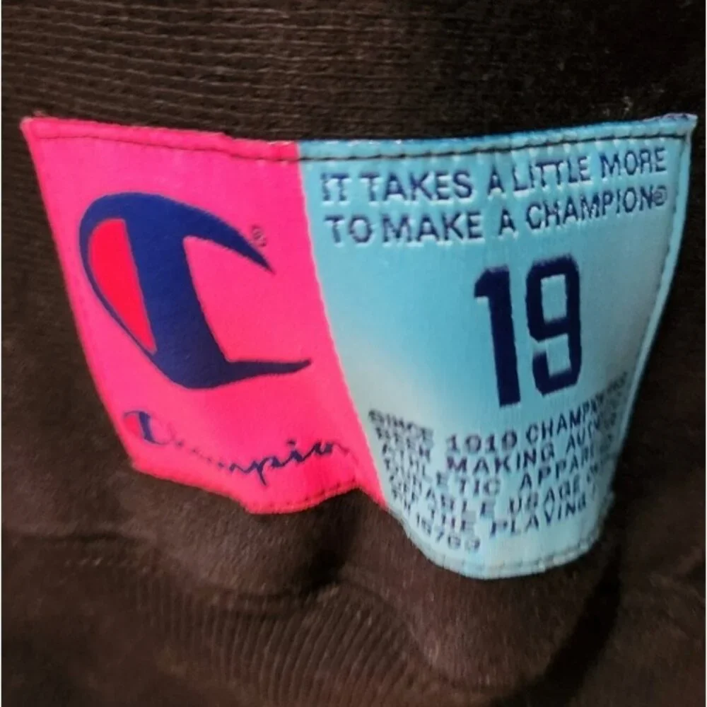 Champion Medium Colorblock‎ Reverse Weave Hoodie with Blue and Pink Logo